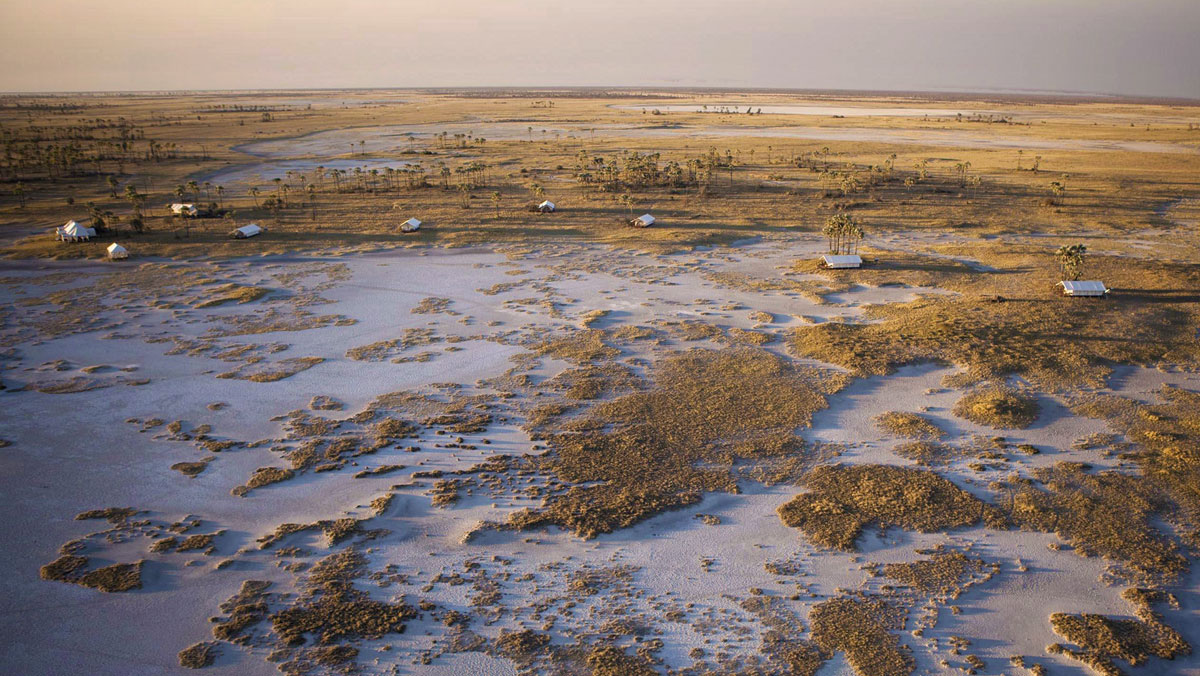 Aerial view of San Camp IntoBotswana.com