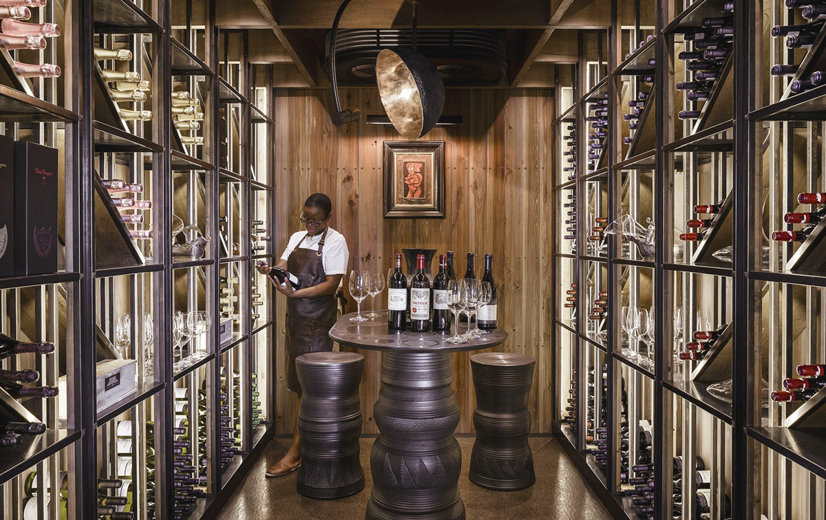 Wine Cellar at Xigera Safari Lodge, Bouchard Finlayson Estate wines IntoBotswana.com
